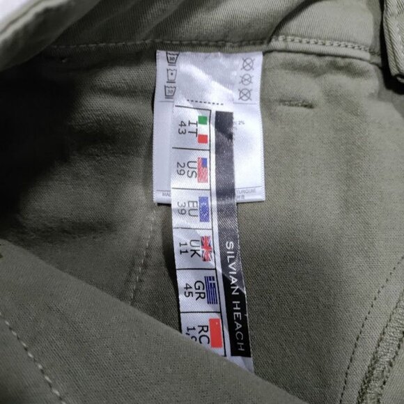 Silvian Heach Denim Olive Green Slim Fit Casual Preppy Chinos Jeans Size 29 NWT - Picture 8 of 12